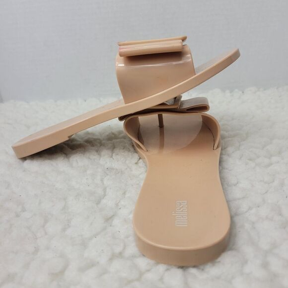 Melissa Babe Women's Slide Sandals Size 6 Pink Open Toe Bow Accent Slip On Shoe - Picture 5 of 9